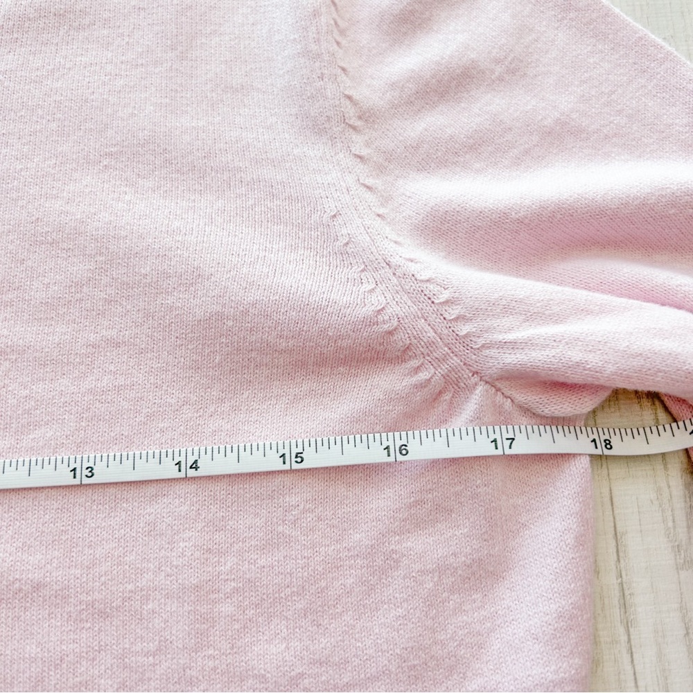 Pastel pink cotton crewneck cardigan - Picture 6 of 7